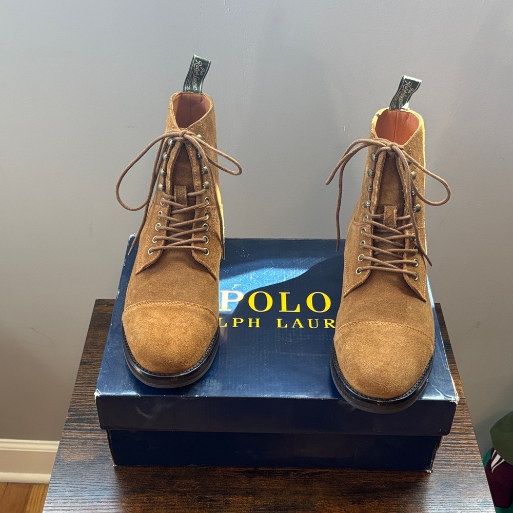 Polo by Ralph Lauren Tan Suede Chukka Lace-Up Boots